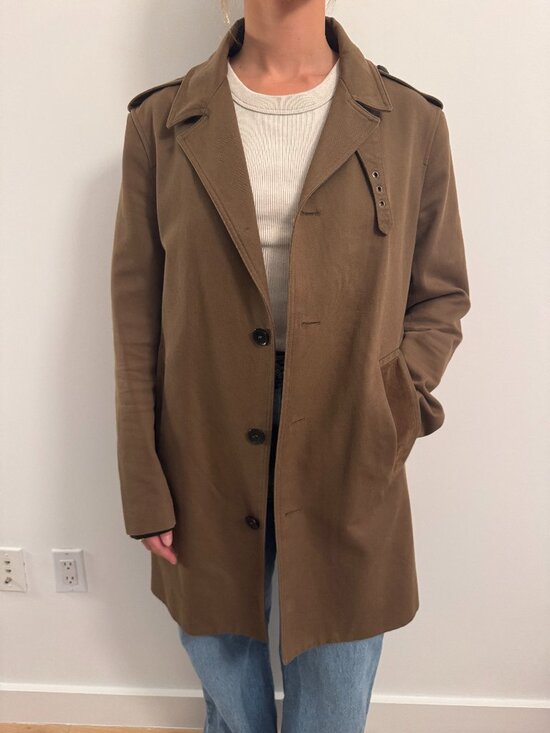 The Kooples Brown Cropped Trench Coat Size Med - UNISEX - Picture 1 of 6